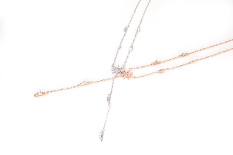 espere Star Drop Y Shaped Lariat Necklace Plated with 14K Rose Gold - Image 5